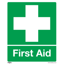 First Aid - Safety Sign - Self-Adhesive Vinyl - Pack of 10