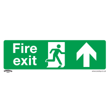 Fire Exit (Up) - Safe Conditions Safety Sign - Rigid Plastic - Pack of 10