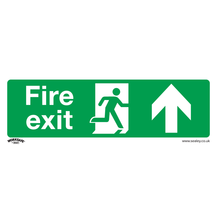 Fire Exit (Up) - Safe Conditions Safety Sign - Rigid Plastic