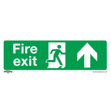 Fire Exit (Up) - Safe Conditions Safety Sign - Self-Adhesive Vinyl