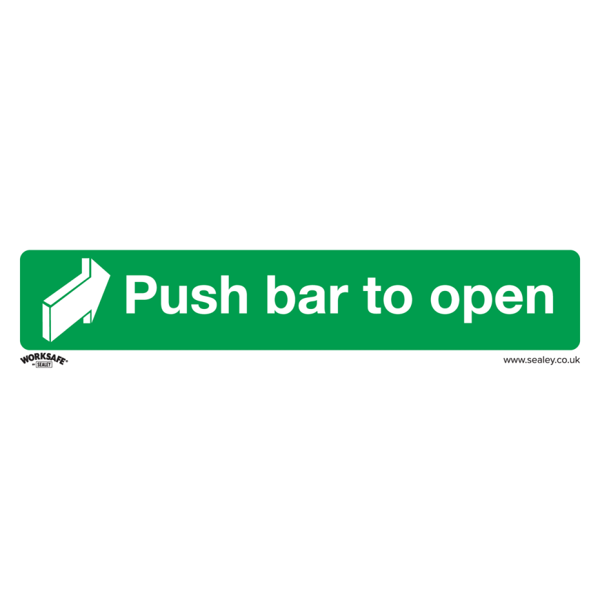 Push Bar To Open - Safe Conditions Safety Sign - Rigid Plastic - Pack of 10