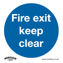 Fire Exit Keep Clear - Mandatory Safety Sign - Rigid Plastic - Pack of 10