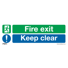 Fire Exit Keep Clear (Large) - Safe Conditions Safety Sign - Rigid Plastic - Pack of 10