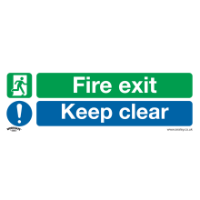 Fire Exit Keep Clear (Large) - Safe Conditions Safety Sign - Rigid Plastic