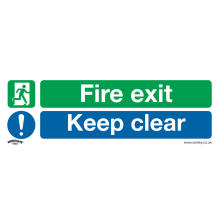 Fire Exit Keep Clear (Large) - Safe Conditions Safety Sign - Self-Adhesive Vinyl - Pack of 10