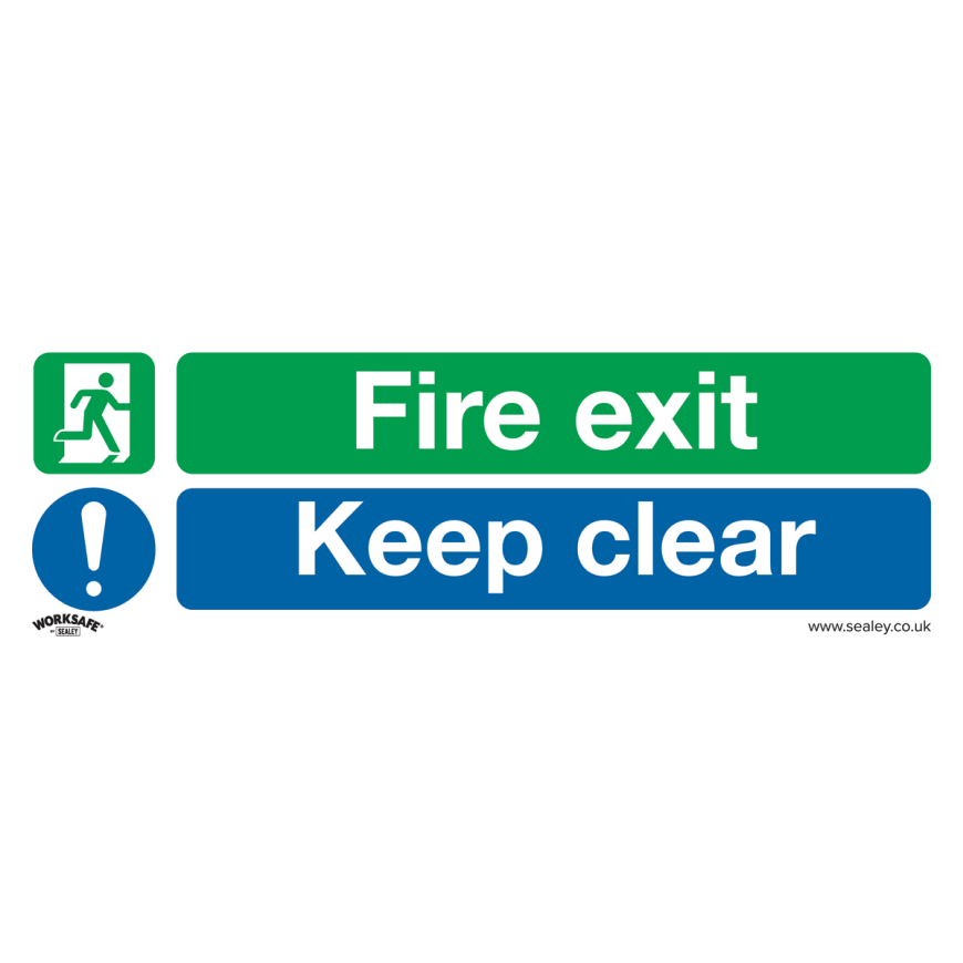 Fire Exit Keep Clear (Large) - Safe Conditions Safety Sign - Self-Adhesive Vinyl