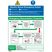 Electric Shock Emergency Action - Safe Conditions Safety Sign - Rigid Plastic