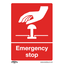 Emergency Stop - Safe Conditions Safety Sign - Self-Adhesive Vinyl