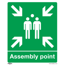 Assembly Point - Safe Conditions Safety Sign - Rigid Plastic - Pack of 10