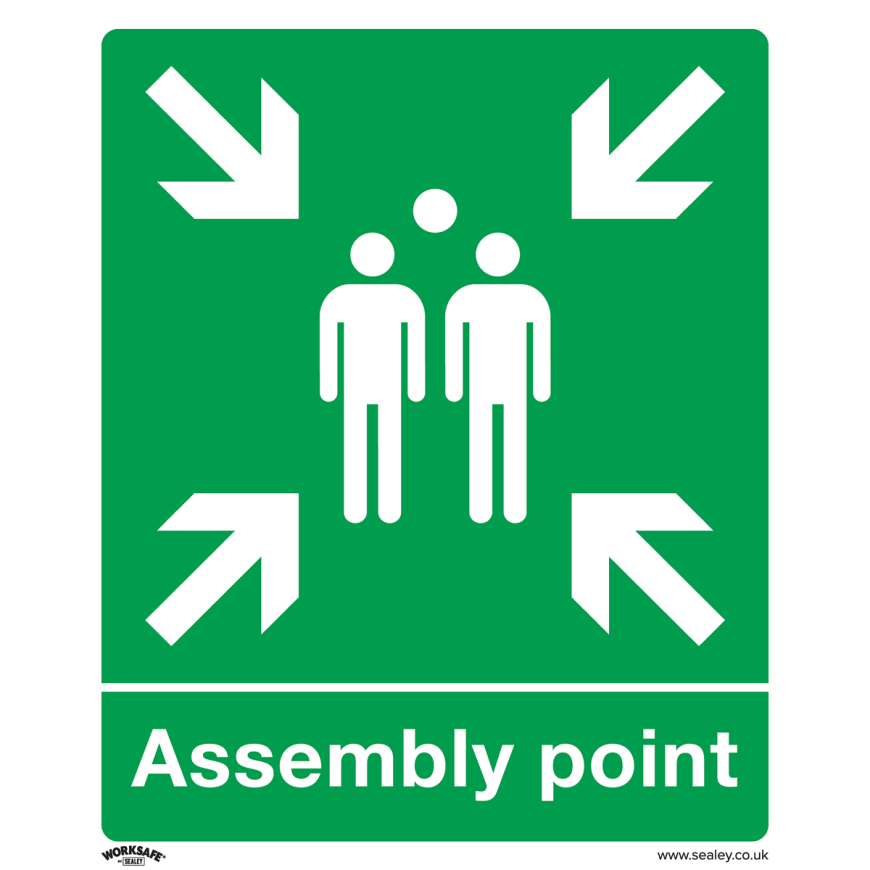 Assembly Point - Safe Conditions Safety Sign - Rigid Plastic - Pack of 10