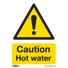 Caution Hot Water - Warning Safety Sign - Rigid Plastic