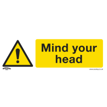 Mind Your Head - Warning Safety Sign - Rigid Plastic - Pack of 10