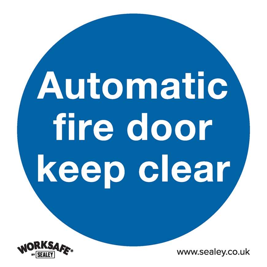 Automatic Fire Door Keep Clear - Mandatory Safety Sign - Rigid Plastic - Pack of 10