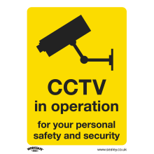 CCTV - Warning Safety Sign - Rigid Plastic - Pack of 10