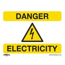 Danger Electricity - Warning Safety Sign - Rigid Plastic - Pack of 10