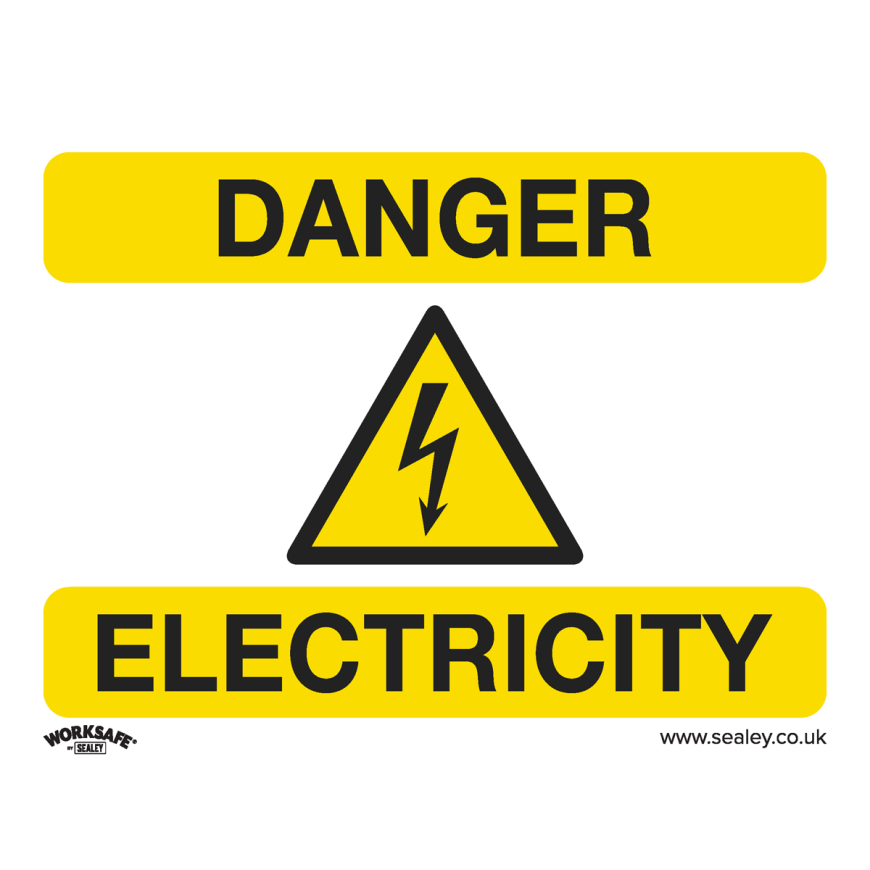 Danger Electricity - Warning Safety Sign - Rigid Plastic - Pack of 10