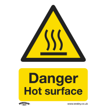 Danger Hot Surface - Warning Safety Sign - Rigid Plastic - Pack of 10