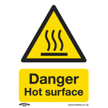 Danger Hot Surface - Warning Safety Sign - Self-Adhesive Vinyl - Pack of 10