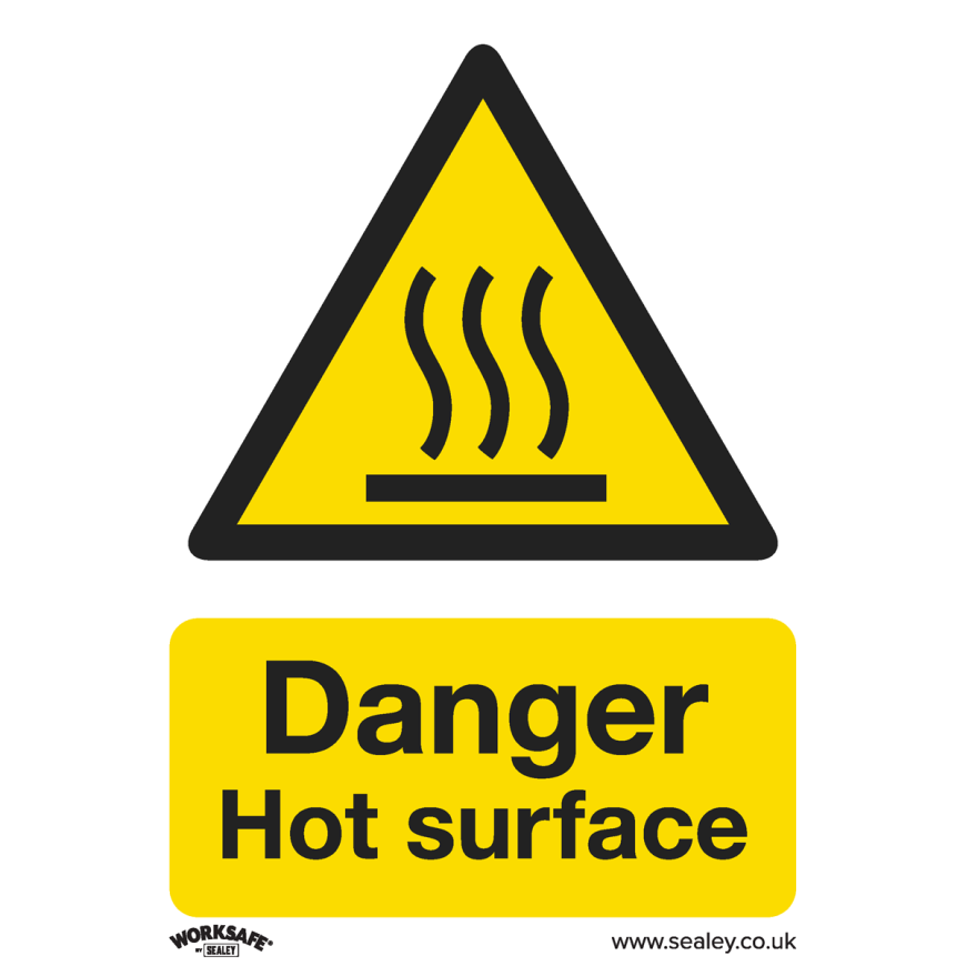 Danger Hot Surface - Warning Safety Sign - Self-Adhesive Vinyl - Pack of 10