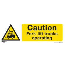 Caution Fork-Lift Trucks - Warning Safety Sign - Rigid Plastic