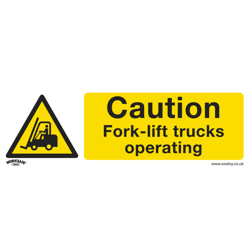 Caution Fork-Lift Trucks - Warning Safety Sign - Self-Adhesive Vinyl