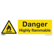 Danger Highly Flammable - Warning Safety Sign - Rigid Plastic - Pack of 10