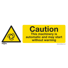Caution Automatic Machinery - Warning Safety Sign - Rigid Plastic - Pack of 10