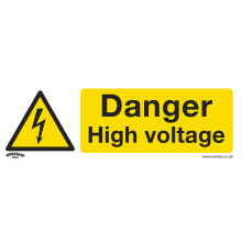 Danger High Voltage - Warning Safety Sign - Self-Adhesive Vinyl - Pack of 10