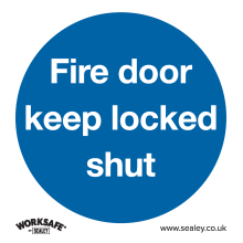 Fire Door Keep Locked Shut - Mandatory Safety Sign - Rigid Plastic - Pack of 10