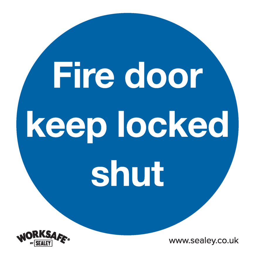 Fire Door Keep Locked Shut - Mandatory Safety Sign - Rigid Plastic - Pack of 10