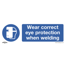 Wear Eye Protection When Welding - Mandatory Safety Sign - Rigid Plastic - Pack of 10