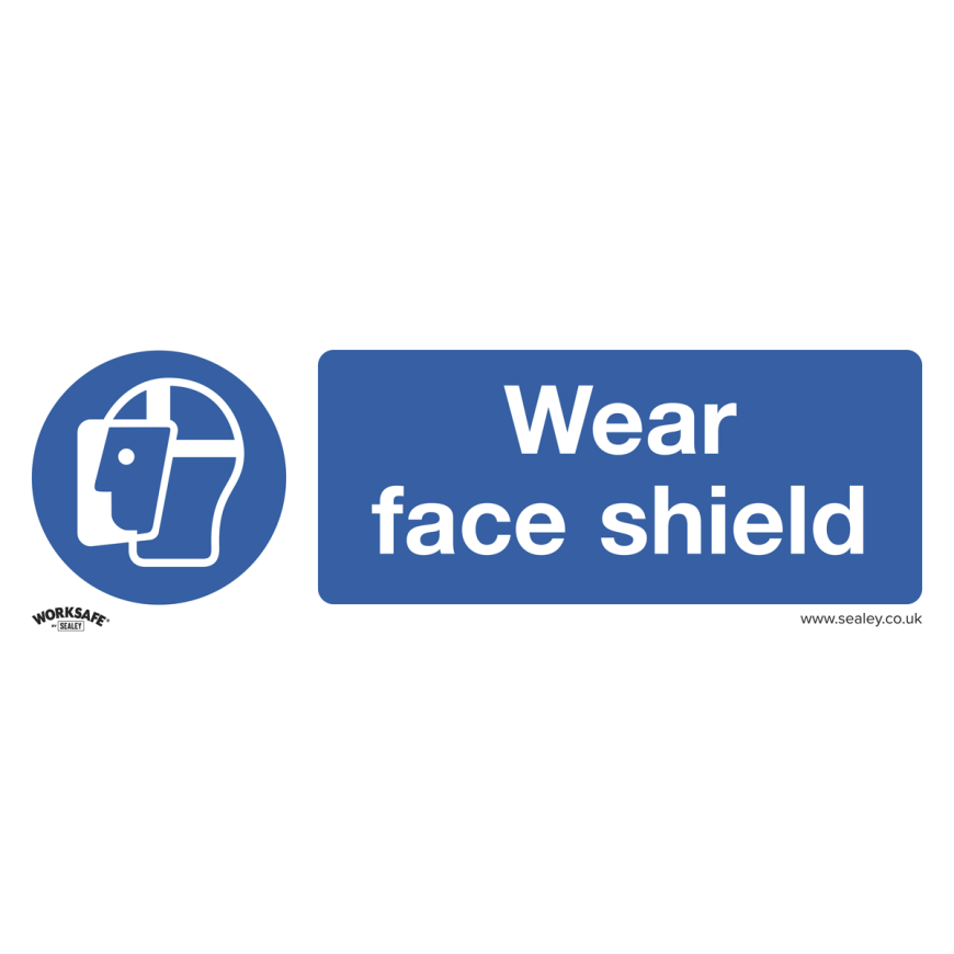 Wear Face Shield - Mandatory Safety Sign - Self-Adhesive Vinyl - Pack of 10