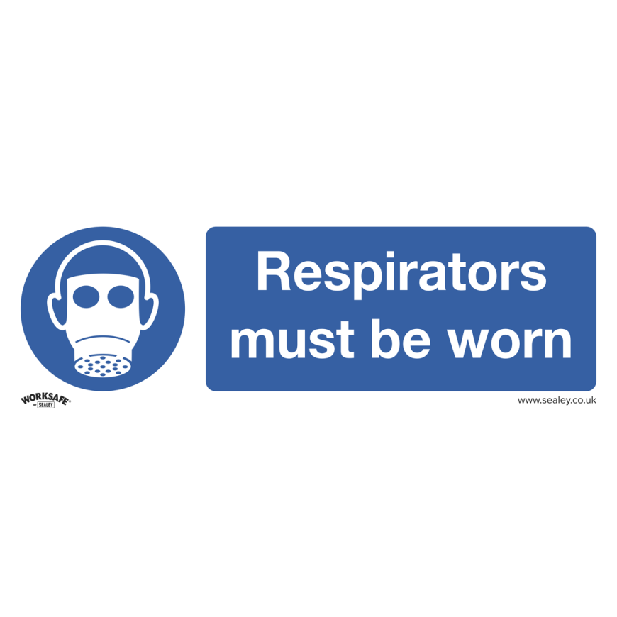 Respirators Must Be Worn - Mandatory Safety Sign - Self-Adhesive Vinyl - Pack of 10