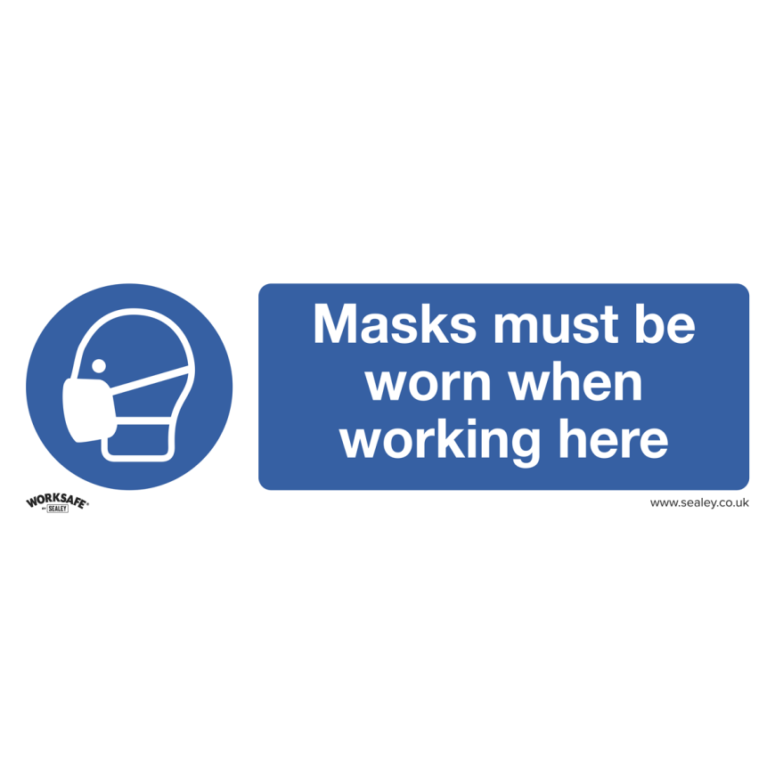 Masks Must Be Worn - Mandatory Safety Sign - Rigid Plastic - Pack of 10