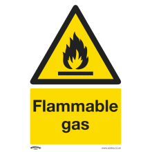 Flammable Gas - Warning Safety Sign - Rigid Plastic - Pack of 10