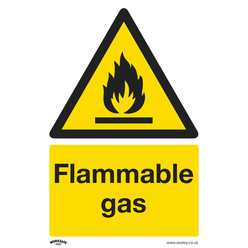 Flammable Gas - Warning Safety Sign - Rigid Plastic - Pack of 10