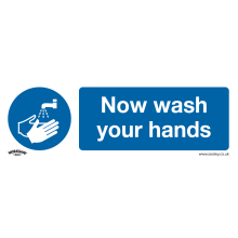 Now Wash Your Hands - Mandatory Safety Sign - Rigid Plastic - Pack of 10