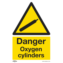 Danger Oxygen Cylinders - Warning Safety Sign - Rigid Plastic - Pack of 10