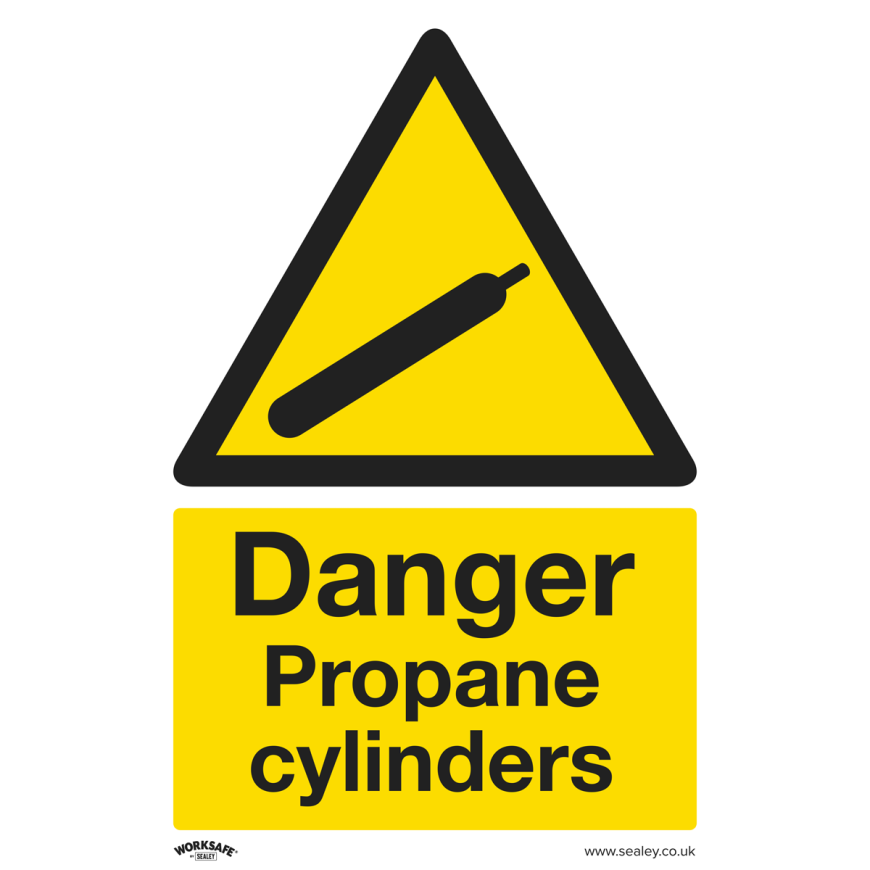 Danger Propane Cylinders - Warning Safety Sign - Rigid Plastic - Pack of 10