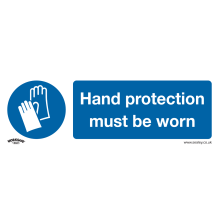 Hand Protection Must Be Worn - Mandatory Safety Sign - Rigid Plastic - Pack of 10