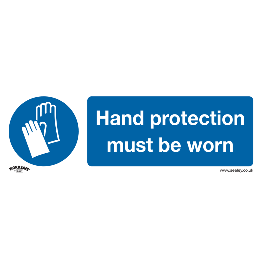 Hand Protection Must Be Worn - Mandatory Safety Sign - Rigid Plastic - Pack of 10