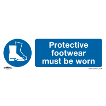 Protective Footwear Must Be Worn - Mandatory Safety Sign - Rigid Plastic - Pack of 10