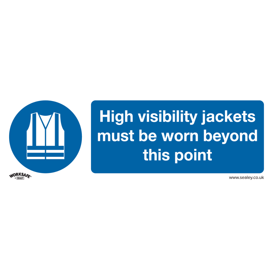 High Visibility Jackets Must Be Worn Beyond This Point - Mandatory Safety Sign - Rigid Plastic - Pack of 10