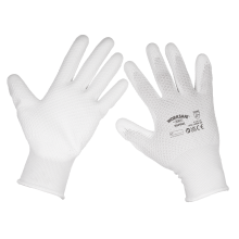 White Precision Grip Gloves - (Large) - Pack of 6 Pairs