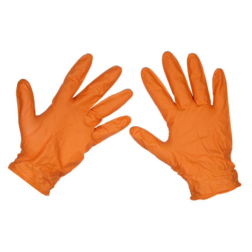 Orange Diamond Grip Extra-Thick Nitrile Powder-Free Gloves Large - Pack of 50