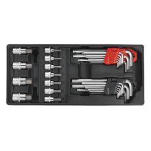 29pc Hex/Ball-End Hex Key & Socket Bit Set with Tool Tray