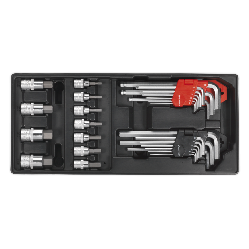 29pc Hex/Ball-End Hex Key & Socket Bit Set with Tool Tray