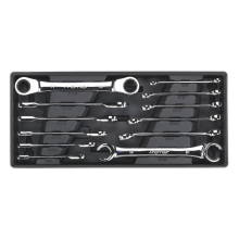 12pc Flare Nut & Ratchet Ring Spanner Set with Tool Tray