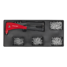 Riveter & Assorted Rivet Set with Tool Tray