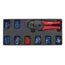 Ratchet Crimper & Assorted Insulated Terminal Set with Tool Tray